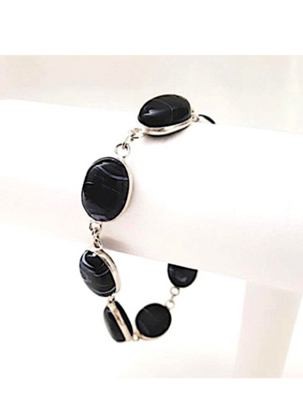 Genuine (br4) Botswana Agate Black/white women Bracelet